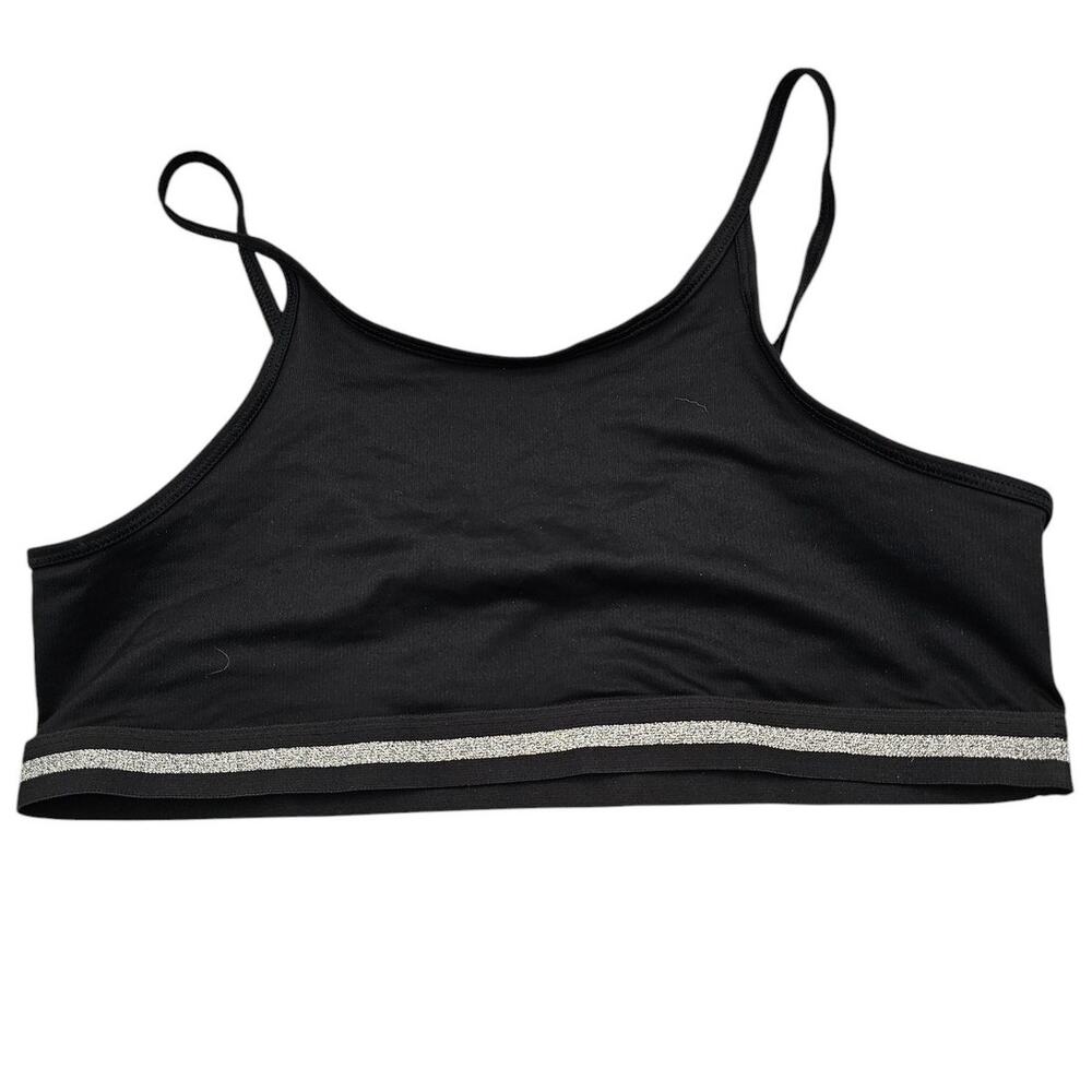 Athletic Works Womens Sz 36 Lightweight Sports Bra Black w/ Silver Stripe